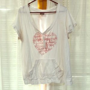 Short sleeve white shirt with heart on it